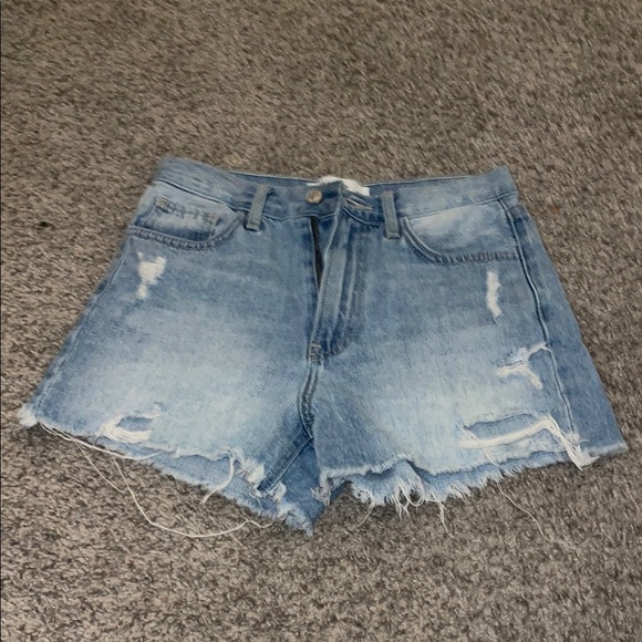 just black denim Pants - Just Black Blue Distressed Jean Shorts